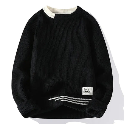 Men Vintage Twist Sweater Round Neck Pullover