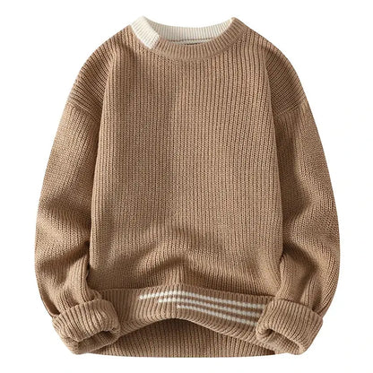 Men Vintage Twist Sweater Round Neck Pullover