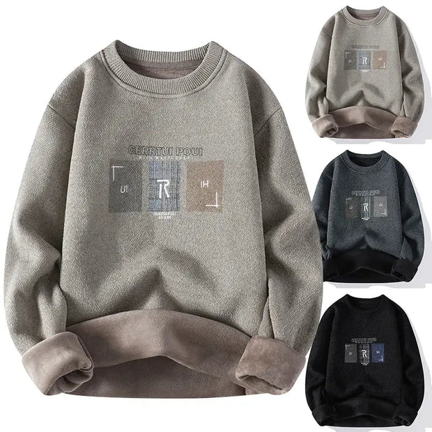 Men’s Plush and Thick Sweater Loose and Casual Korean Version