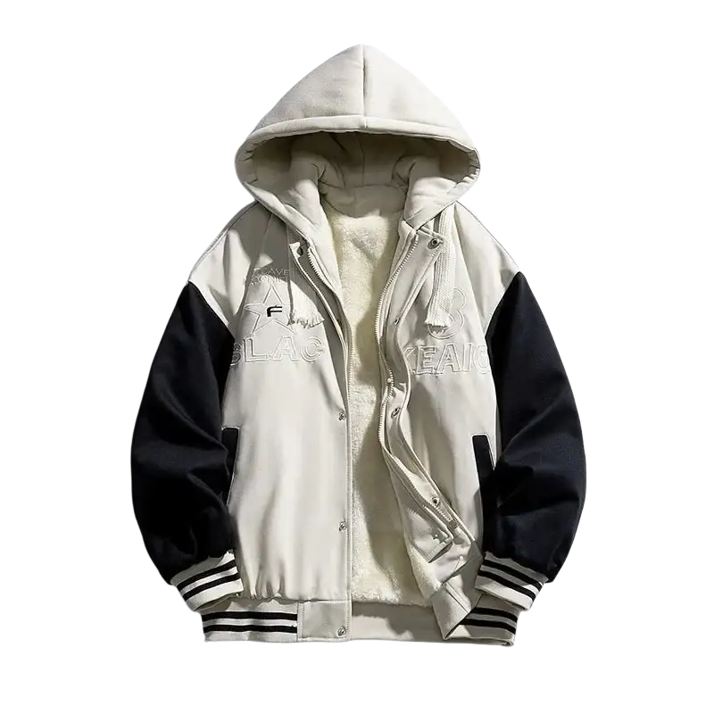 2023 Men's Plush Jacket Inner Fleece Warm Hoodie Baseball Jacket Men Oversize Vintage Winter Streetwear Embroidery Fashion Y2k - laurichshop