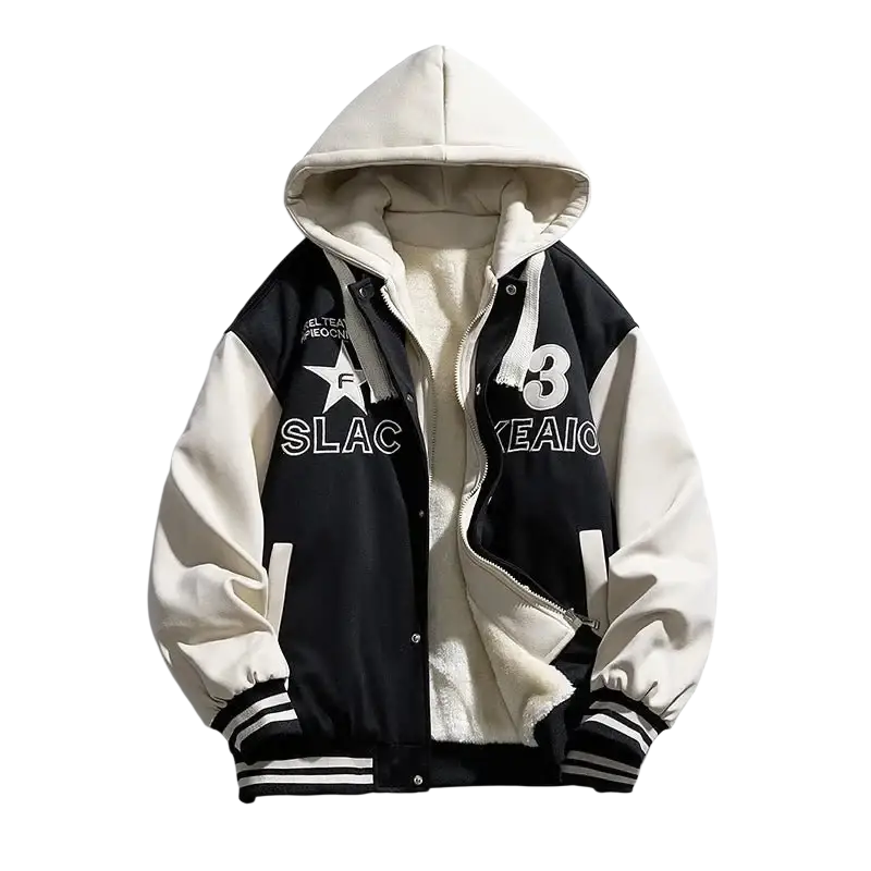 2023 Men's Plush Jacket Inner Fleece Warm Hoodie Baseball Jacket Men Oversize Vintage Winter Streetwear Embroidery Fashion Y2k - laurichshop