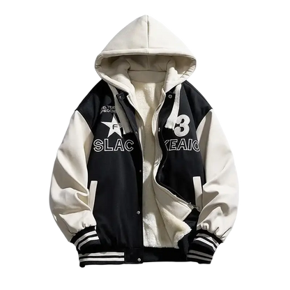 2023 Men's Plush Jacket Inner Fleece Warm Hoodie Baseball Jacket Men Oversize Vintage Winter Streetwear Embroidery Fashion Y2k - laurichshop