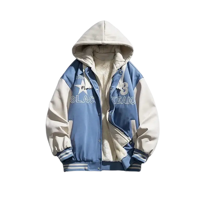 2023 Men's Plush Jacket Inner Fleece Warm Hoodie Baseball Jacket Men Oversize Vintage Winter Streetwear Embroidery Fashion Y2k - laurichshop