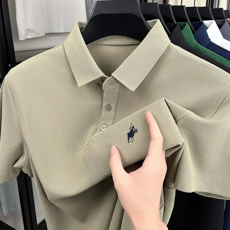 Men's Polo Horse Embroidery Label Fashion Casual Breathable T-shirt