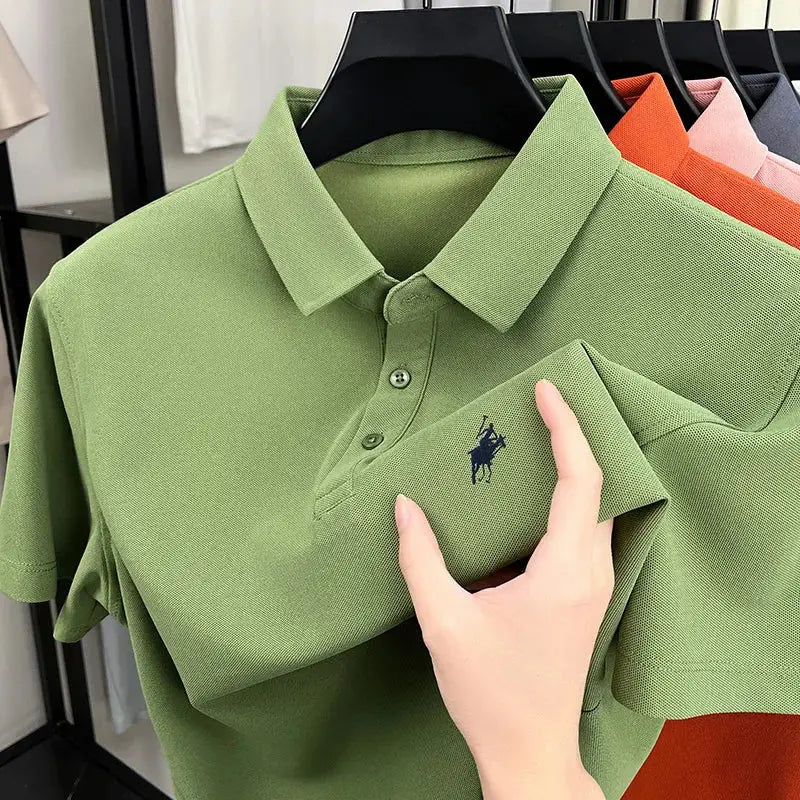 Men's Polo Horse Embroidery Label Fashion Casual Breathable T-shirt