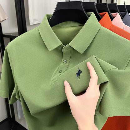 Men's Polo Horse Embroidery Label Fashion Casual Breathable T-shirt