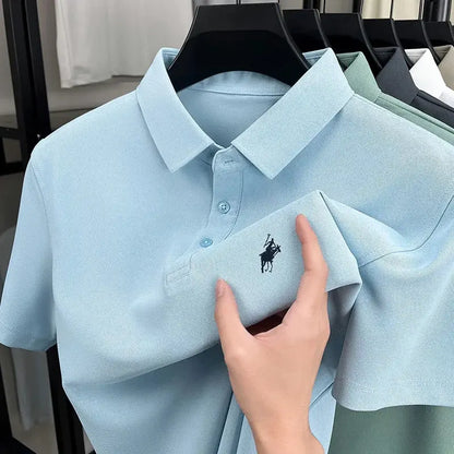 Men's Polo Horse Embroidery Label Fashion Casual Breathable T-shirt