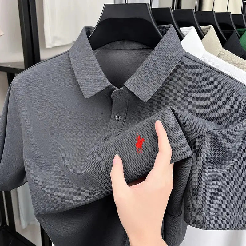 Men's Polo Horse Embroidery Label Fashion Casual Breathable T-shirt