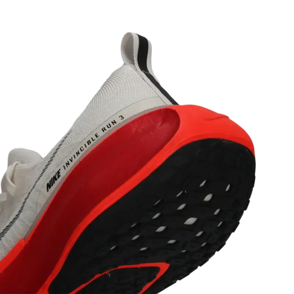 Nike Invincible Run 3 mens running shoes with white upper and black red sole