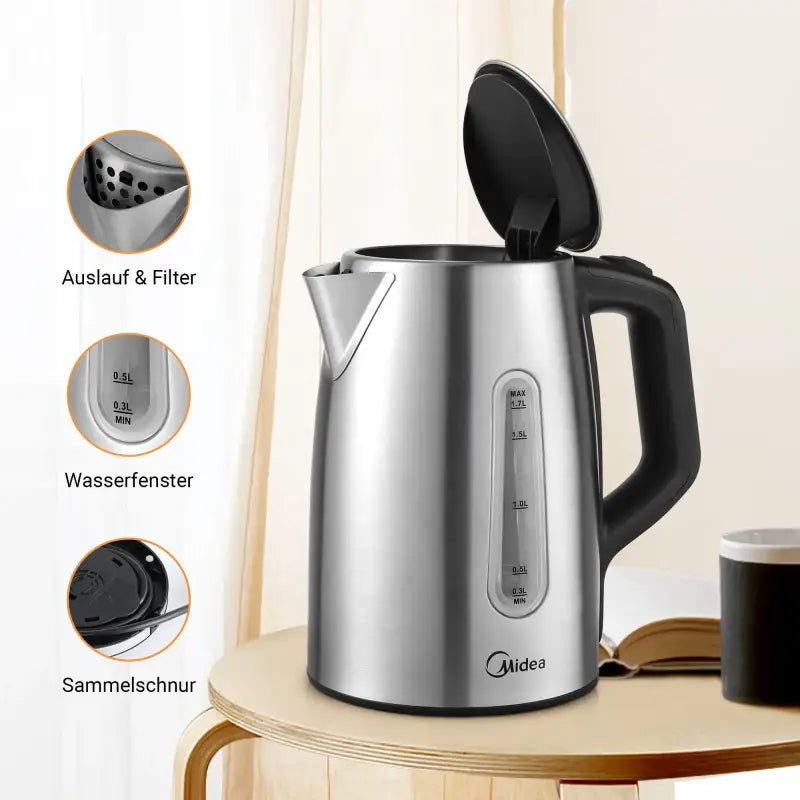 Midea Stainless Steel Kettle with Temperature Setting And Vast Volume
