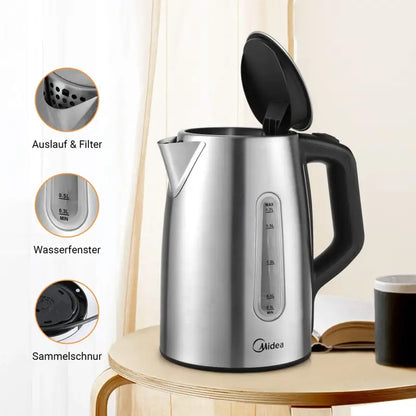 Midea Stainless Steel Kettle with Temperature Setting And Vast Volume