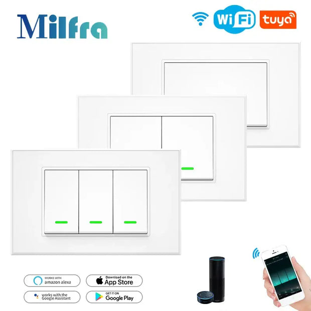 Milfra Smart Wifi Switch Neutral Wire Optional Intelligent Wall Button