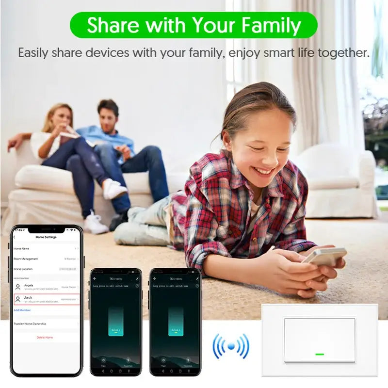 Milfra Smart Wifi Switch Neutral Wire Optional Intelligent Wall Button