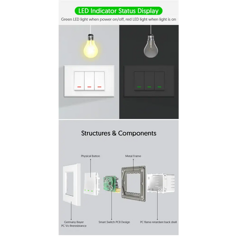 Milfra Smart Wifi Switch Neutral Wire Optional Intelligent Wall Button