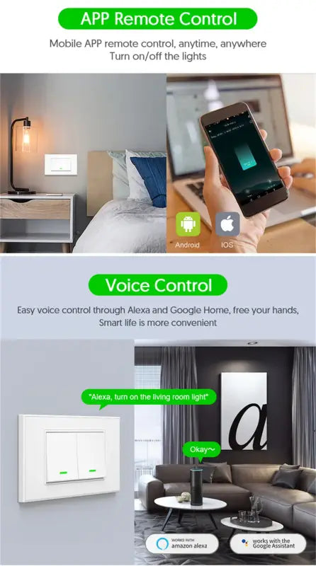 Milfra Smart Wifi Switch Neutral Wire Optional Intelligent Wall Button