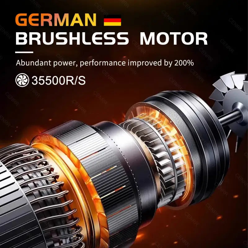 German brushless motor in orange/black for portable wireless car vacuum cleaner