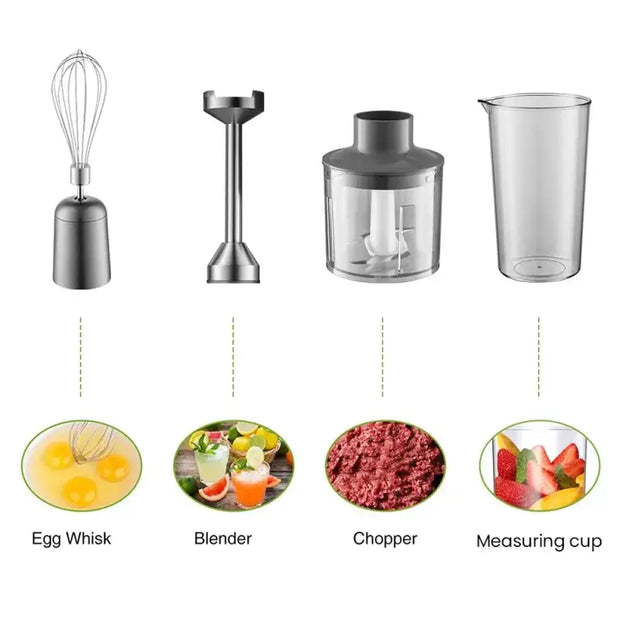 MIUI Hand Immersion Blender 1000 W Powerful 4-in-1 Stainless Steel