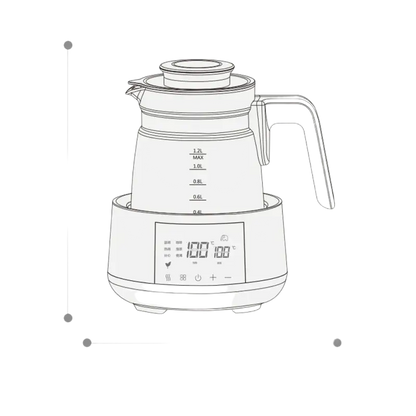 Modern 360° Rotating Glass Electric Kettle with Digital Heating Control
