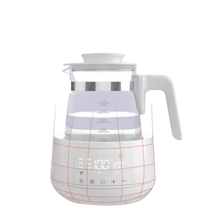 Modern 360° rotating glass electric kettle with digital heating display