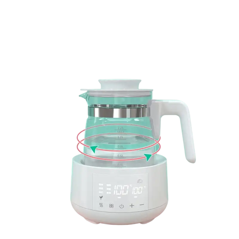 Modern 360° rotating glass electric kettle with digital heating display