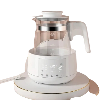 Modern 360° rotating glass electric kettle with digital heating control