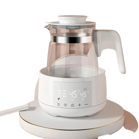 Modern 360° rotating glass electric kettle with digital heating control