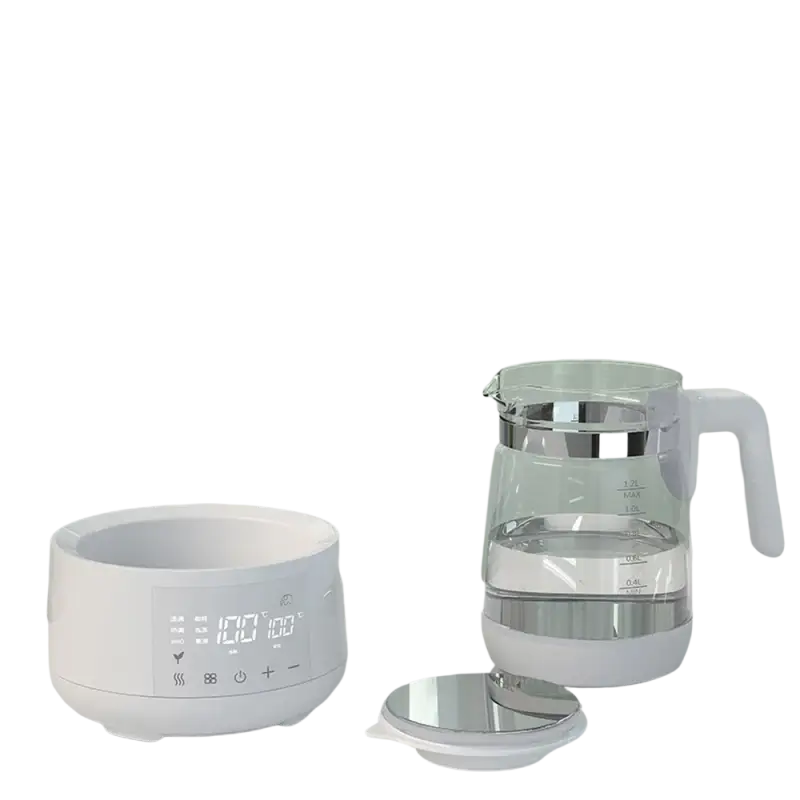 Modern 360° rotating glass electric kettle with digital heating control