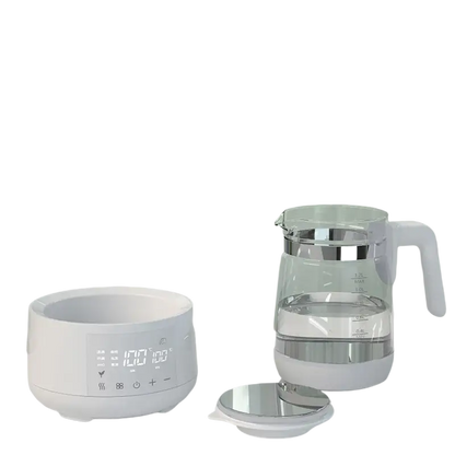 Modern 360° rotating glass electric kettle with digital heating control