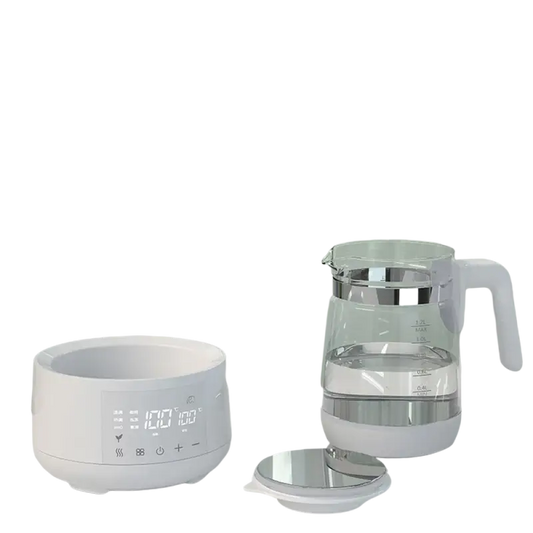 Modern 360° rotating glass electric kettle with digital heating control