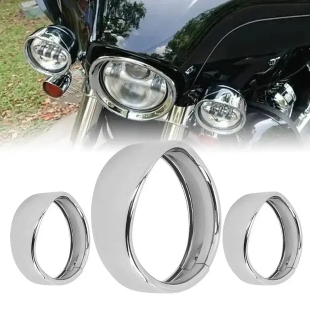 Motorcycle Headlight Trim Visor Ring 7" Bezel 4.5" LED Head Lamp For Harley Touring Road King Electra Glide Softail FLD/FLH - laurichshop