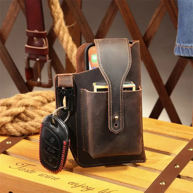 New Arrivals Genuine Leather Phone Waist Bag For Men