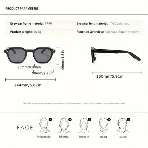 New Retro Polarized TR90 Frame Men Sunglasses