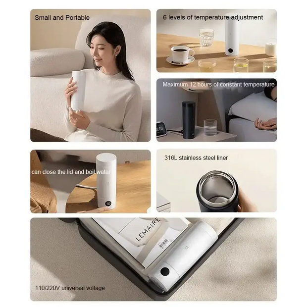 NEW XIAOMI Mijia Portable Boiler Heating Thermos Electric Kettle 350 ml