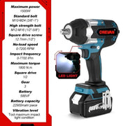 Onevan 1800N.M Torque Brush-less Electric Impact Wrench with 588VF