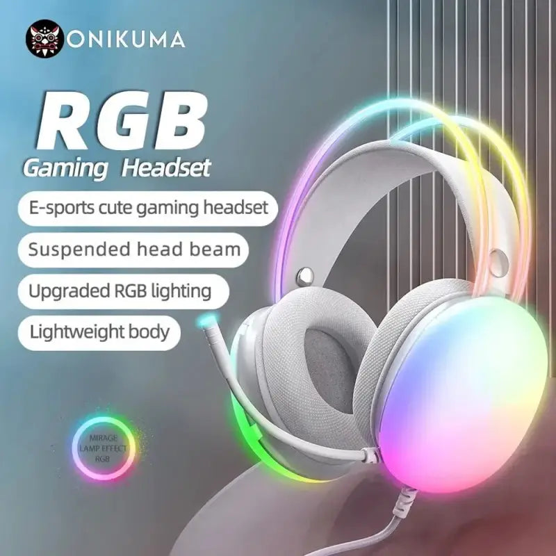 ONIKUMA 2023 New Headset Full RGB PC Gaming Headphones with RGB Lights FOR GAMMER KOL - laurichshop