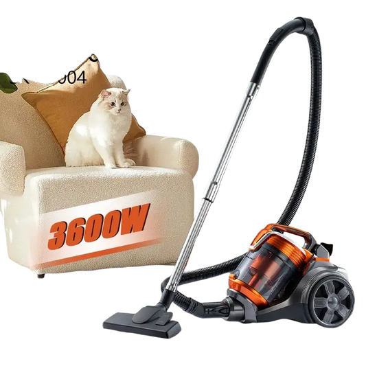 Orange and black 3600W Sokany household vacuum cleaner with wheels