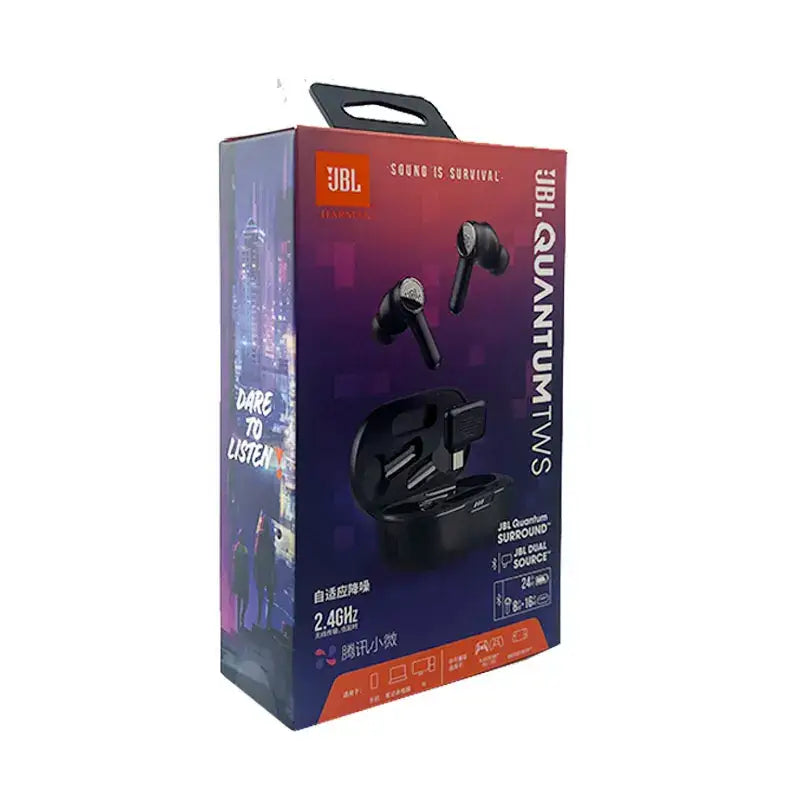 Cuffie da gioco JBL Quantum TWS originali, auricolari da gioco Smart ANC -30 dB, cuffie Bluetooth QUANTUMSURROUND, durata della batteria di 24 ore
