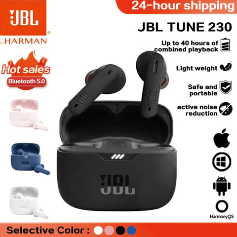 Original JBL Tune 230nc Wireless Bluetooth Headset Stereo Bass Waterproof