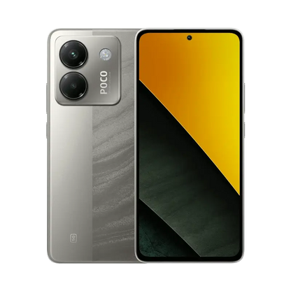 Silver Poco M7 Pro with 5100mAh battery, fast charging, dual camera