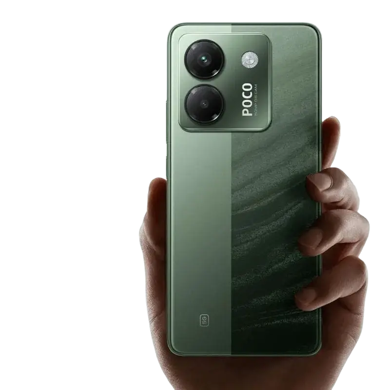 Green marble Poco M7 Pro smartphone with 5100mAh battery and fast charging