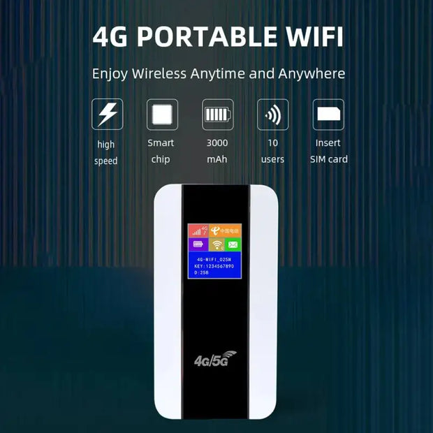 Portable 5G Mifi Router 4G LTE WiFi Repeater Wireless Portable Pocket Wifi Mobile Hotspot Built-In 3000Mah 300Mbps SIM Card Slot - laurichshop