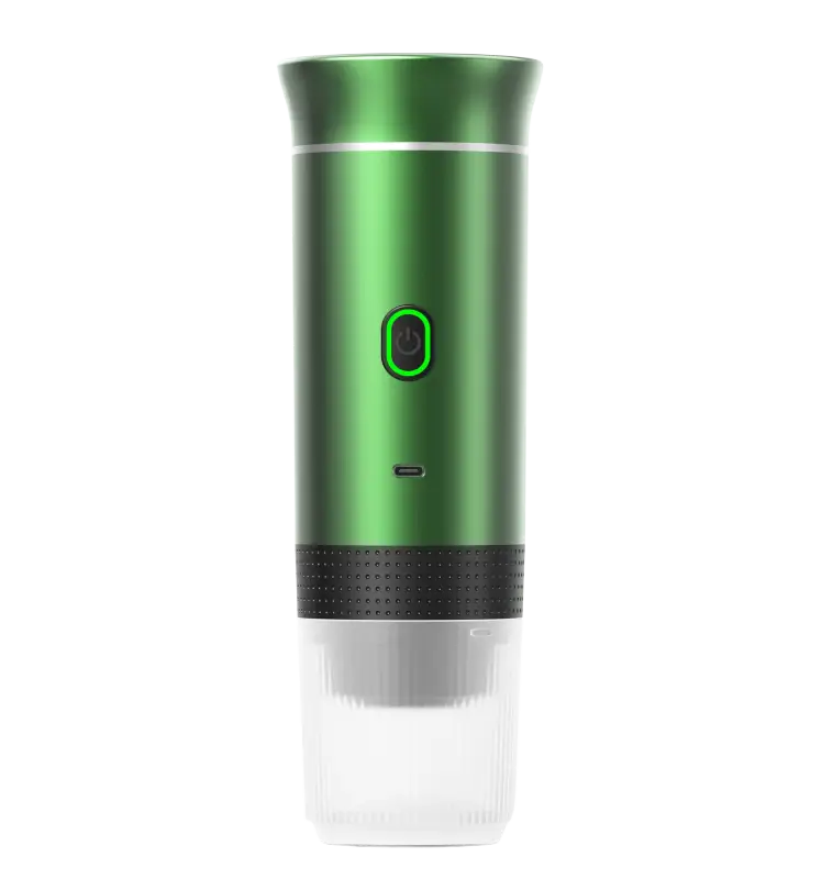 Wireless Electric Portable Espresso Coffee Machine for Car & Home - Metallic green