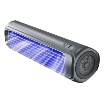 Black and silver portable wall summer speaker with blue LED lights