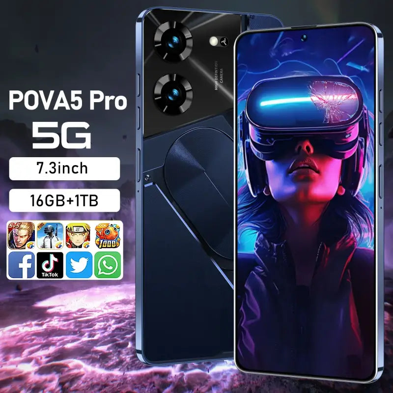 Pova 5 Pro Original Smartphone 7.3HD Screen Face Unlocked