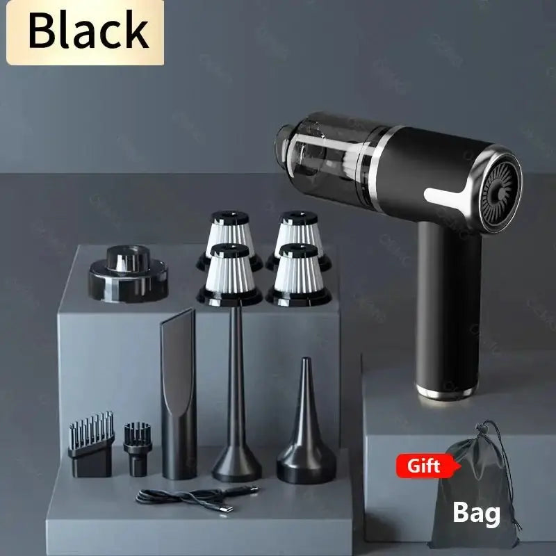 Car Vacuum Cleaner 120000PA Powerful Cleaning Machine Mini Wireless Portable Hand held for Home Appliance - Black Pro