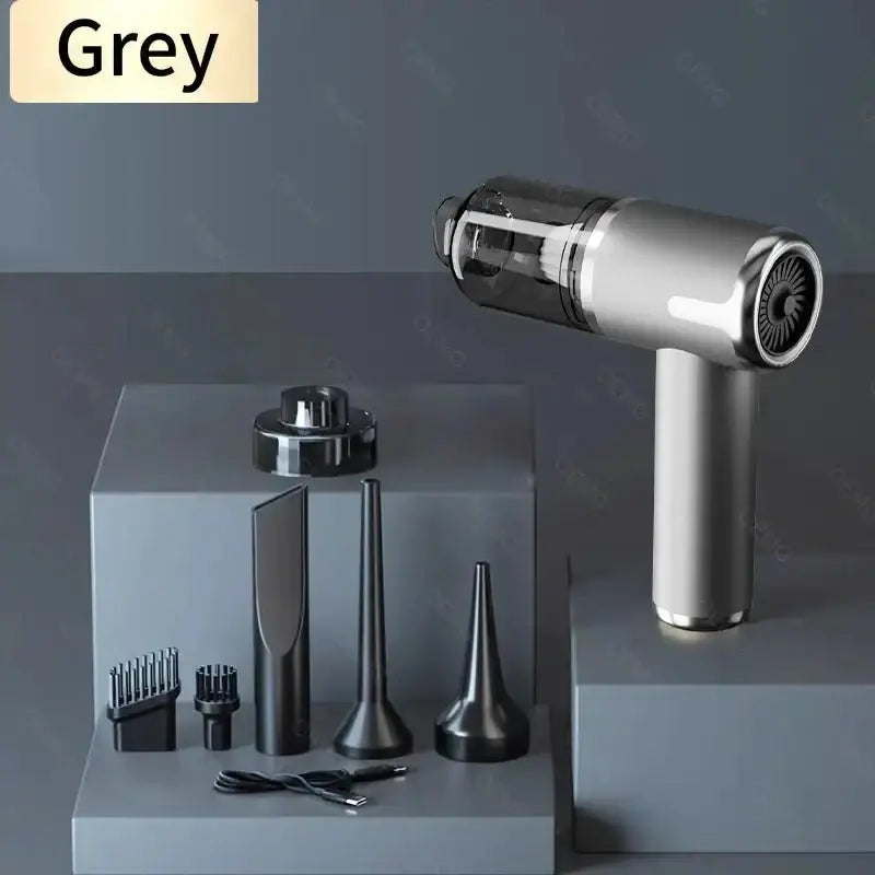 Car Vacuum Cleaner 120000PA Powerful Cleaning Machine Mini Wireless Portable Hand held for Home Appliance - Grey Pro