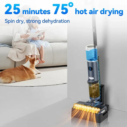 Aspirapolvere professionale senza fili con asciugatura ad aria calda e autopulente per elettrodomestici intelligenti