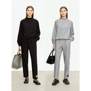 AMII Minimalism Pant Sets For Women 2023 Autumn New Long Sleeve Loose Pollover Sweatshirt Two-piece Set Casual Pants 12323024 - laurichshop