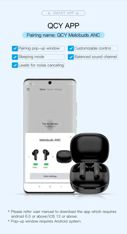 QCY HT05 ANC Wireless Earphone 40dB Noise Cancelling