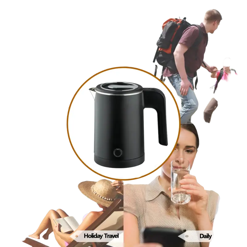 Sleek black Raf electric kettle with stainless steel body